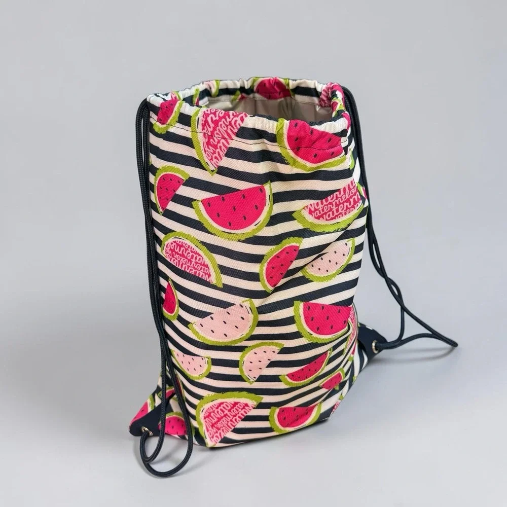 Thirty-One Cinch Sac‎ Drawstring Backpack Watermelon Stripe Thermal